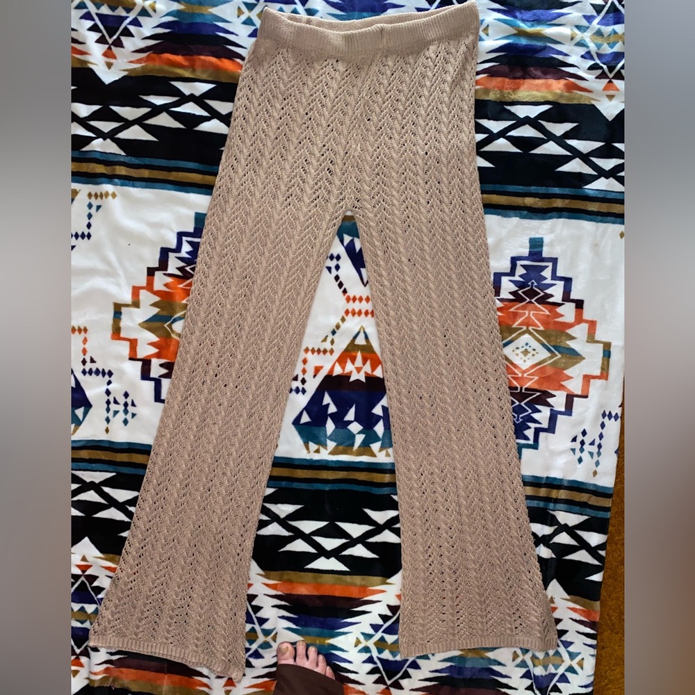 Wide Leg taupe crotchet flare
